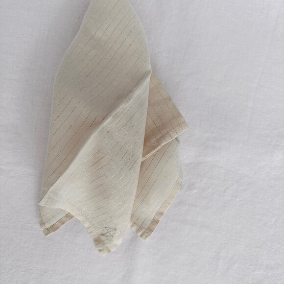 Embroidered Custom Set of 6 Handmade Lurex Striped Linen 20"x20" Napkins - Picture 3 of 4